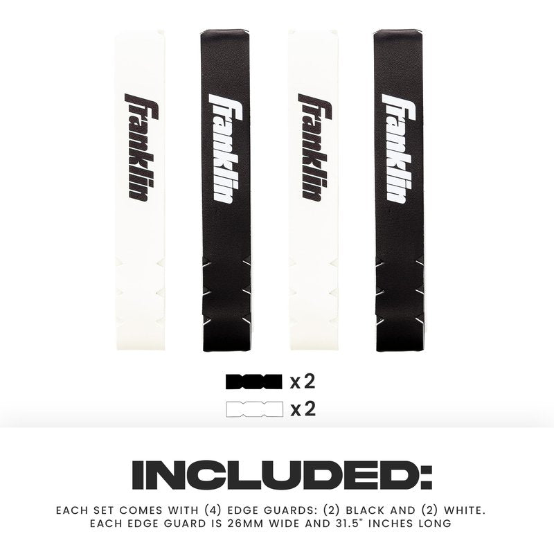 Franklin Sports Pickleball Paddle Edge Guard Tape - Edge Protection Tape for Paddle Heads - 26mm Wide for 14-16mm Core Rackets - Black/White