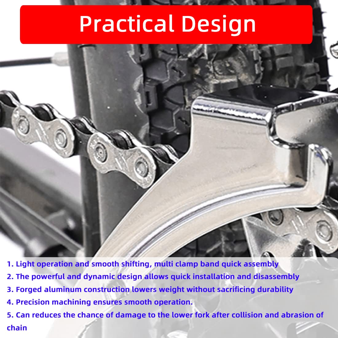 Front Bike Derailleurs 3 Speed Clamp On Top Bottom Pull Front Derailleurs Compatible with top or Bottom Routing for Mountain Bike Road Bicycle MTB BMX with Adjust Clamp Size 31.8mm 34.9mm