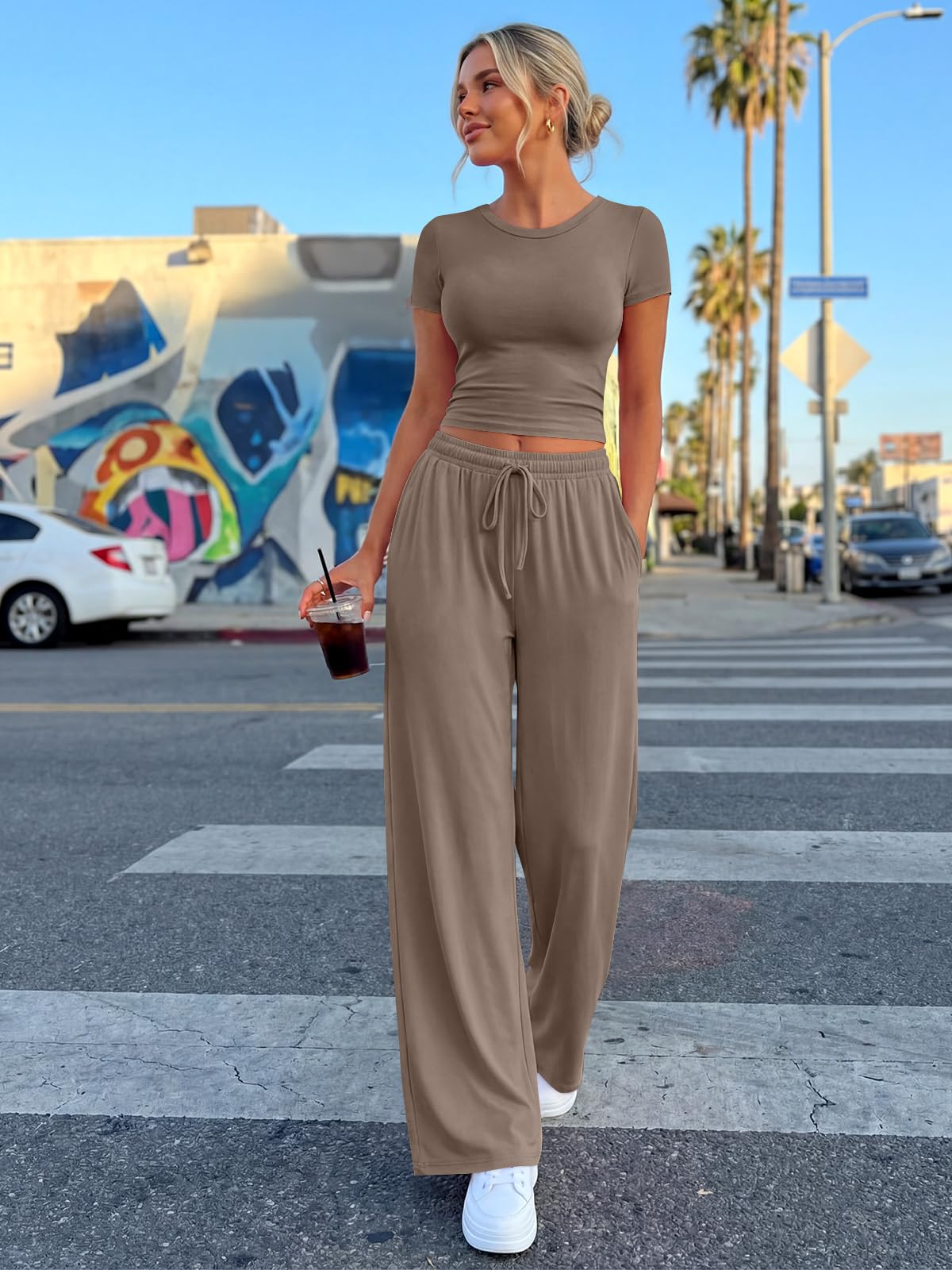 Trendy Queen Womens Plus Size 2 Two Piece Set 2026 Summer Workout Beach Vacation Cruise Gym Clothes Spring Fashion Lounge Matching Comfy Airport Travel Outfit Fitness Athleisure Clothing