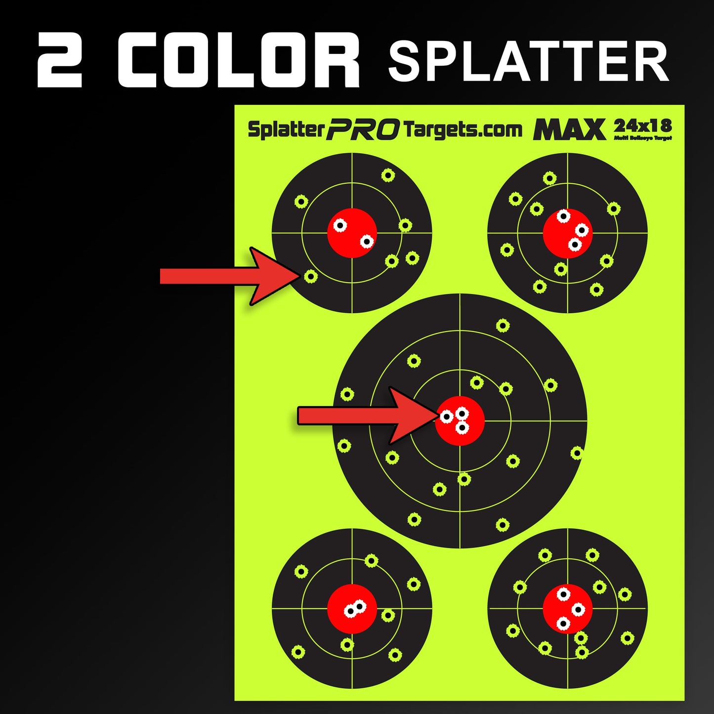 18x24 Extra Large Splatter Targets. Two Color Splatter to Easily See Your Shots! Bright Fluorescent Yellow and White Splatter. (10)