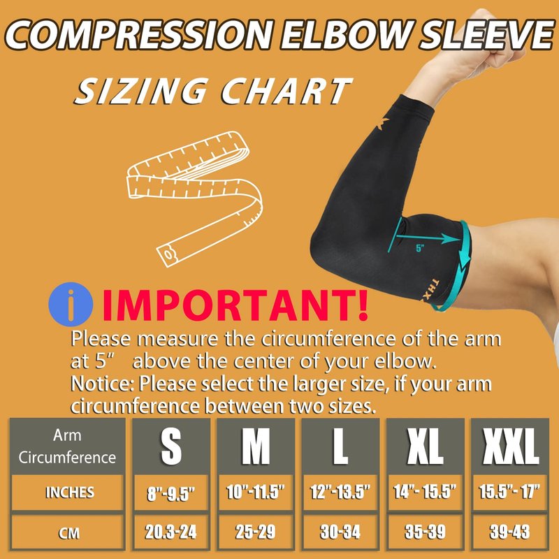 THX4COPPER Elbow Compression Sleeve(2 Pieces) - 1Copper Infused Support –Guaranteed Recovery Copper Elbow Brace-Idea for Workouts, Sports, Golfers, Tennis Elbow, Arthritis, Tendonitis-Large