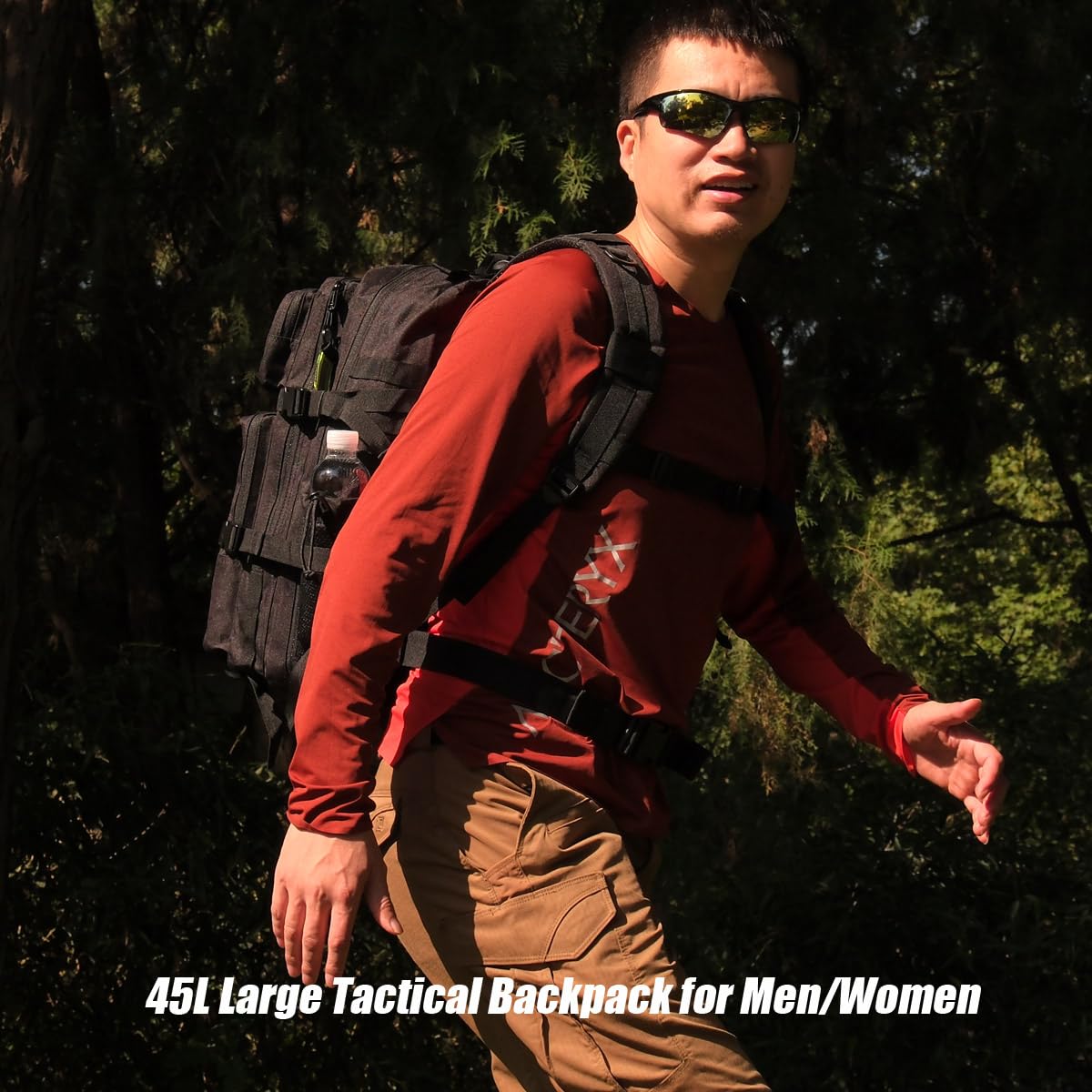 R.SASR Black Tactical Backpack, Military Backpack, Molle Backpack (Black-2.0)