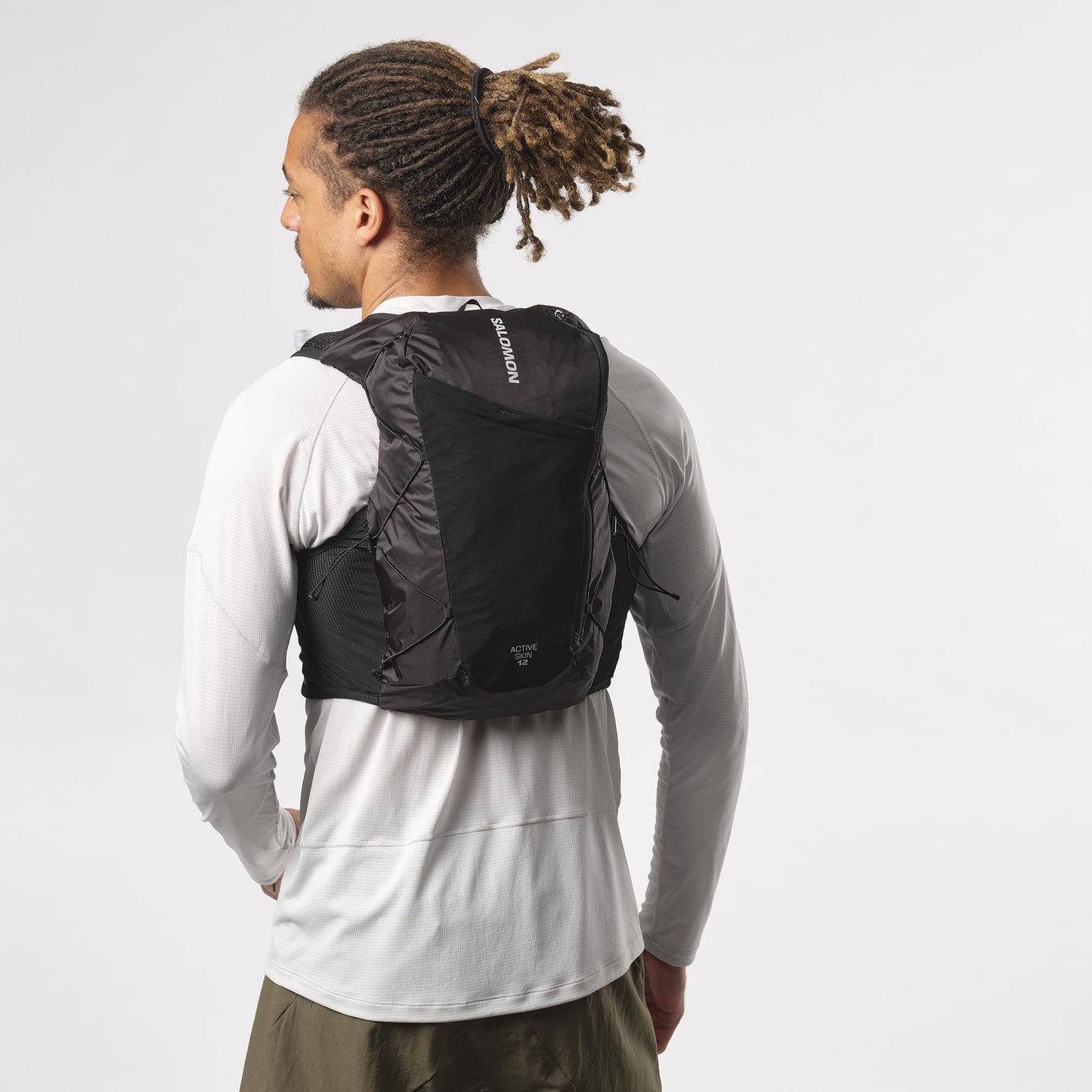 Salomon Unisex Active Skin 12, Hydration & Storage Vest with 500ml Flasks Included - Black / Metal - XS