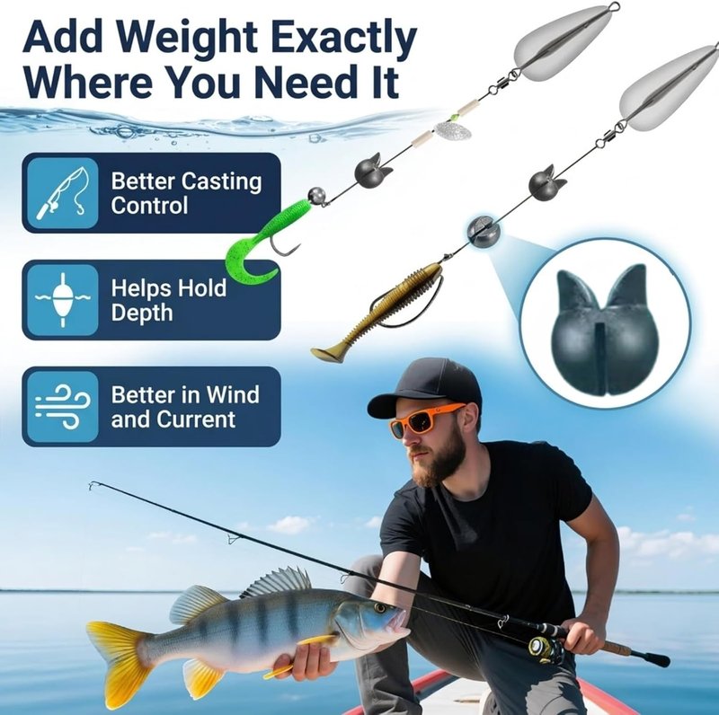 Premium Split Shot Fishing Weights - 200/350 Pcs Removable Leakproof Sinkers for Freshwater & Saltwater | 5/6 Sizes