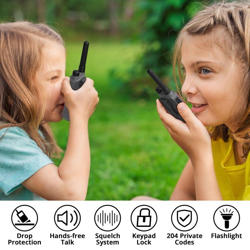 Radioddity FS-T3 Walkie Talkies for Adults Kids Long Range 4 Pack Rechargeable Walky Talky FRS Two Way Radio, 22 Channels License Free USB Charging with Flashlight Boys Girls Gift for Camping Hiking