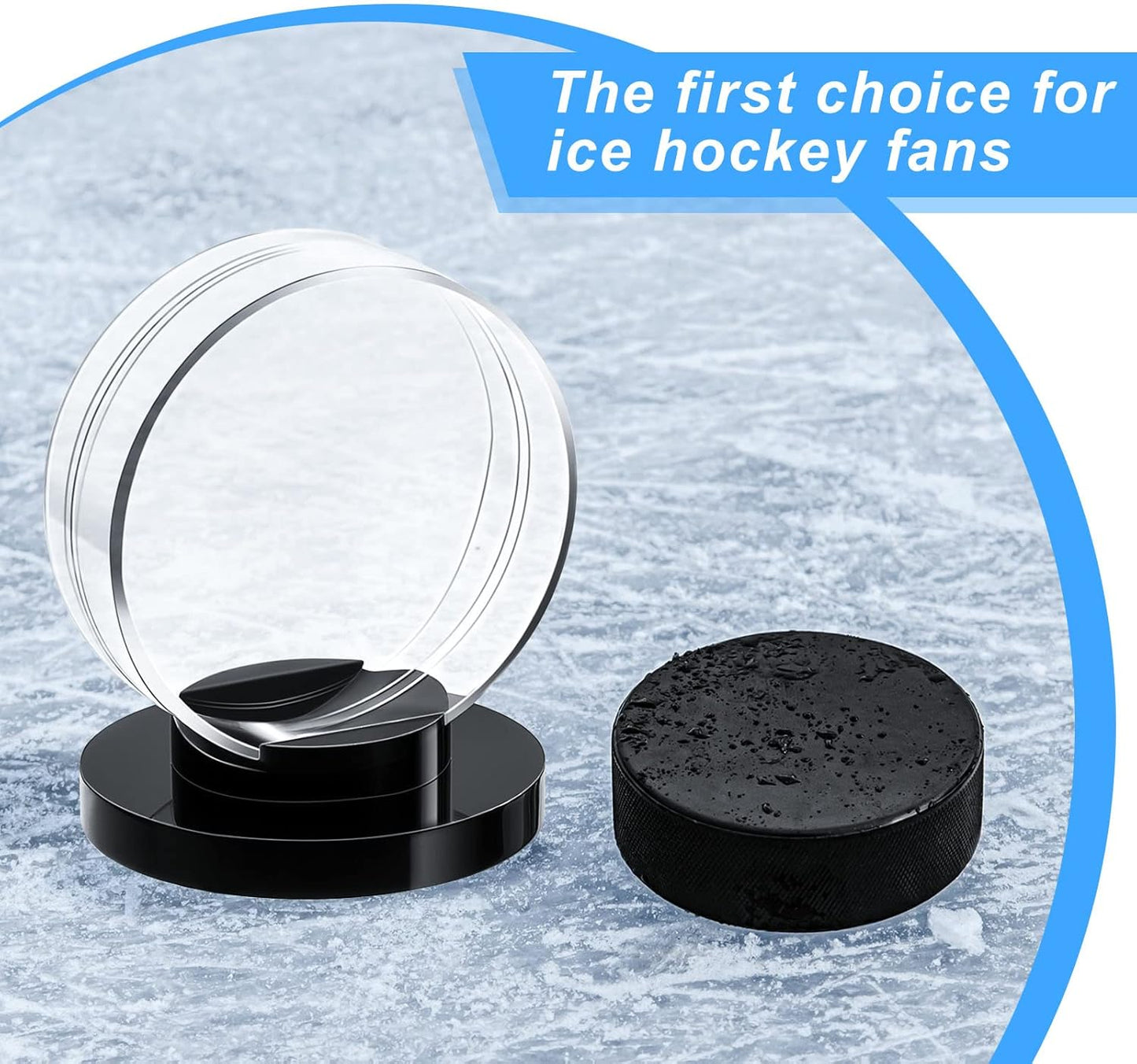 Acrylic Hockey Puck Display Case - Clear Holder with Shell Base for Autographed Memorabilia | Perfect for Collectors