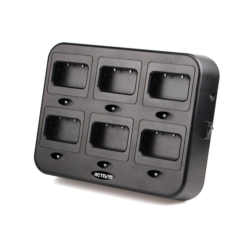 Retevis RT21 H-777S Six-Way Charger, Multi Unit Rapid Gang Charger, Compatible with Retevis RT21 H-777S, RT21V, RT28, RT53 Walkie Talkies and Batteries (1 Pack)