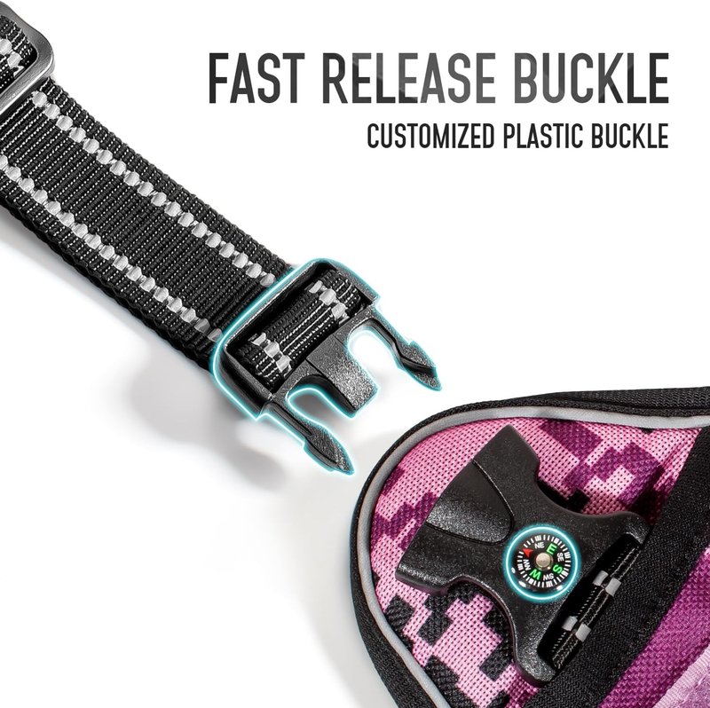 Tactical Dog Harness - Adjustable No-Pull Control Vest for Medium & Large Dogs | Camo Purple, Heavy Duty