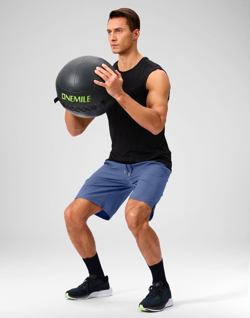 Soothfeel Men's Running Shorts with Zipper Pockets 9 Inch Lightweight Quick Dry Gym Sports Athletic Workout Basketball Shorts for Men (Blue, XL)