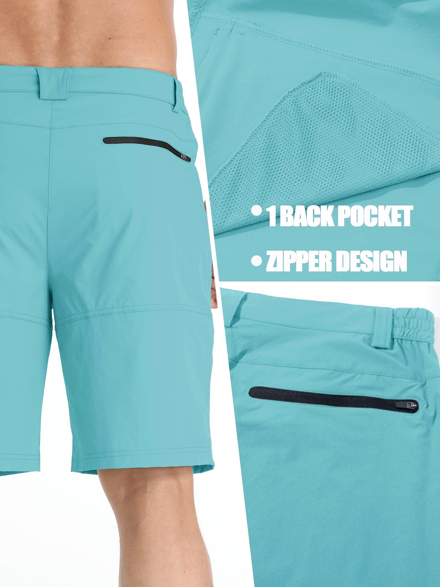 TACVASEN Mens Hiking Cargo Shorts Outdoor Casual Lightweight Quick Dry Waterproof Breathable Fishing Dress Shorts Water Blue 36