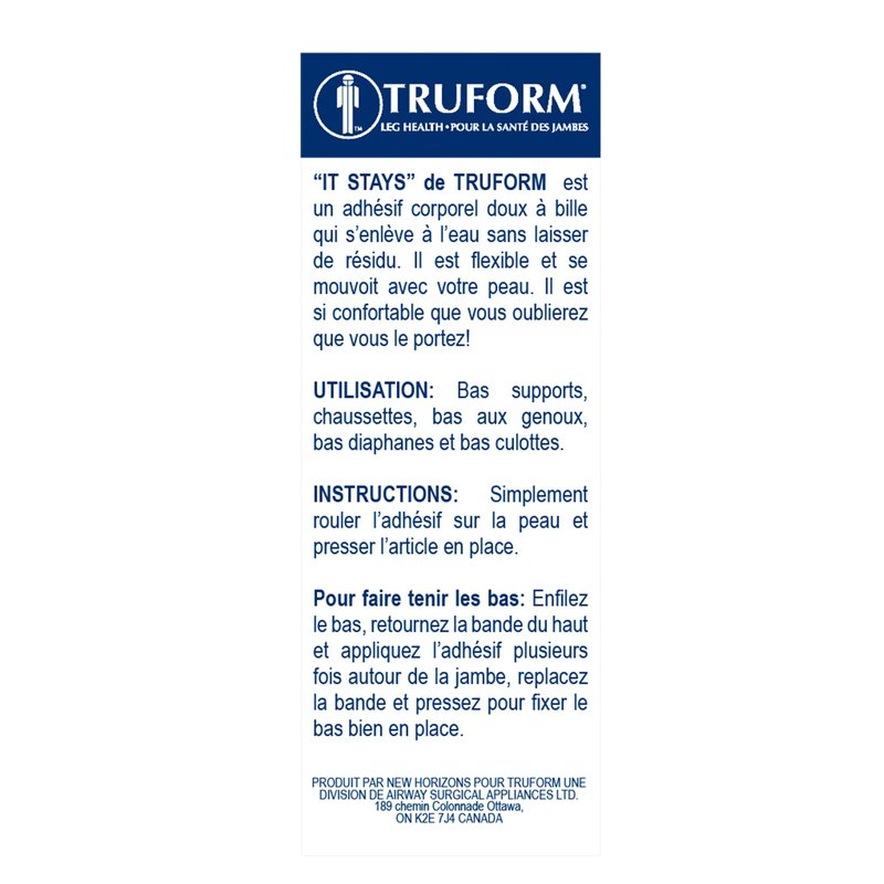 Truform Roll-on body adhesive, prevents stocking rolling or falling down, 2 fl. Ounce ., made in usa