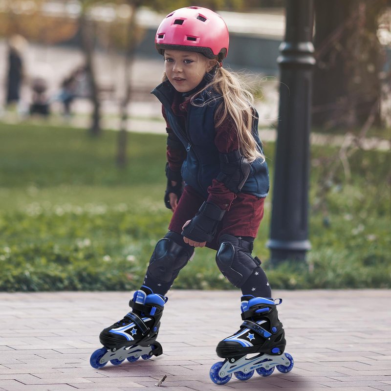 Kids Inline Skates for Boys and Girls Ages 6-12, Adjustable Beginner Skates with Light Up Wheels for Kids Youths Teen