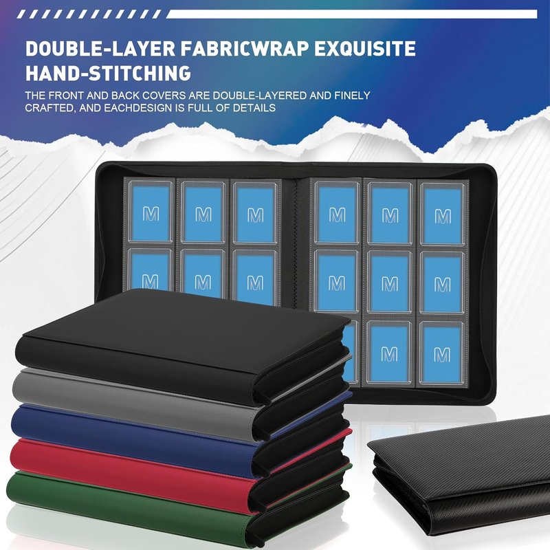 Trading Card Binder - 9-Pocket Toploader Storage for 288 Cards | Navy Blue Hard Case