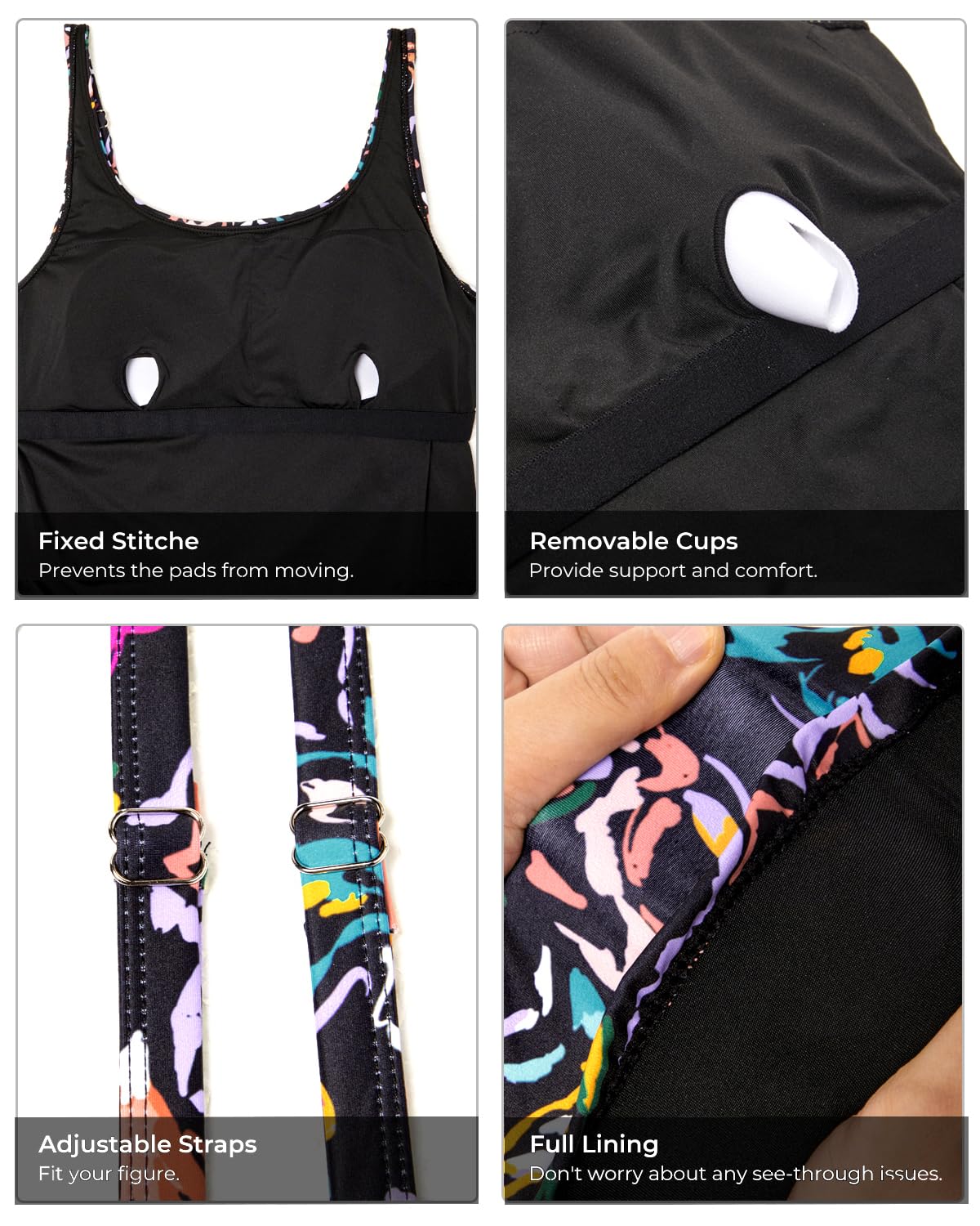 Tankini Tops for Women Tummy Control Swimwear Top Only No Bottom