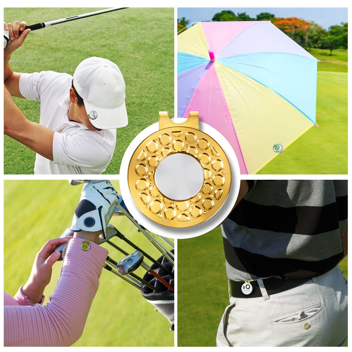 Amy Sport Strong Magnet Golf Ball Marker Hat Clip Value Pack 20/40, Compact & Durable Marker Holders Easily Attach to Golf Cap or Belt, Gold & Silver Accessories for Men Women Kids (Gold-20 Pack)