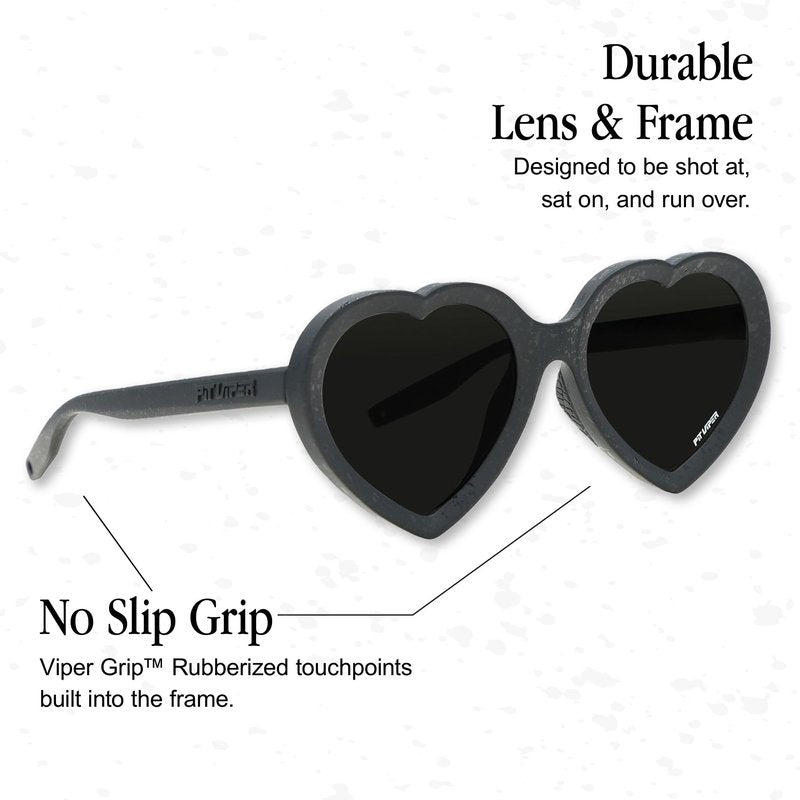 Pit Viper The Admirer Heart Shaped Sunglasses (Black with HDPV Polarized Smoke Lens)