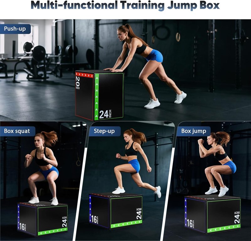 Plyometric Jump Box - 3 in 1 Heavy Duty Foam for Home Gym | Non-Slip PVC Leather, Easy to Clean for HIIT & Strength Training