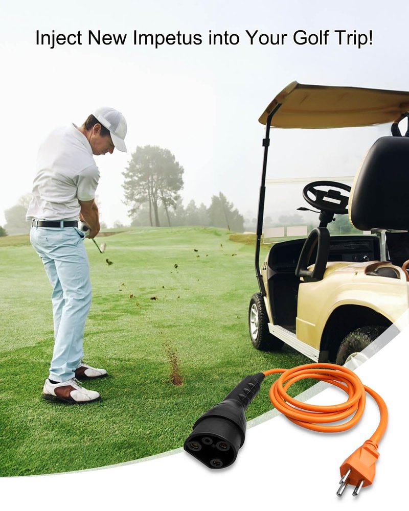 Charging Power Cord Assembly Fits for Evolution EV ICON EV Models Replaces 2.04.0620, 120V Golf Cart Charger Power Cord