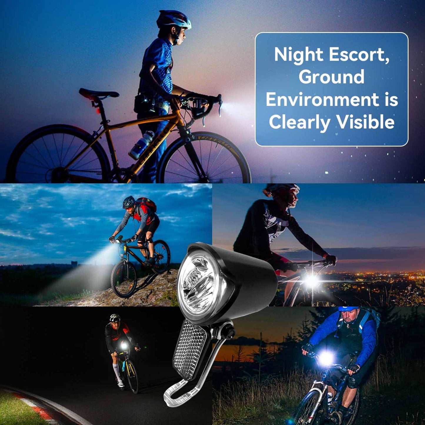Ebike Headlight 6-60V, Night Riding Waterproof Electric Dirt Bike Front Light Road Bike Led Headlight Cycling Accessories with SM Plug for Cycling Safety