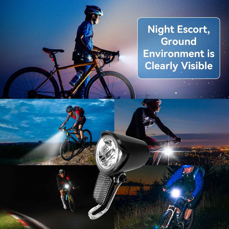 Ebike Headlight 6-60V, Night Riding Waterproof Electric Dirt Bike Front Light Road Bike Led Headlight Cycling Accessories with SM Plug for Cycling Safety