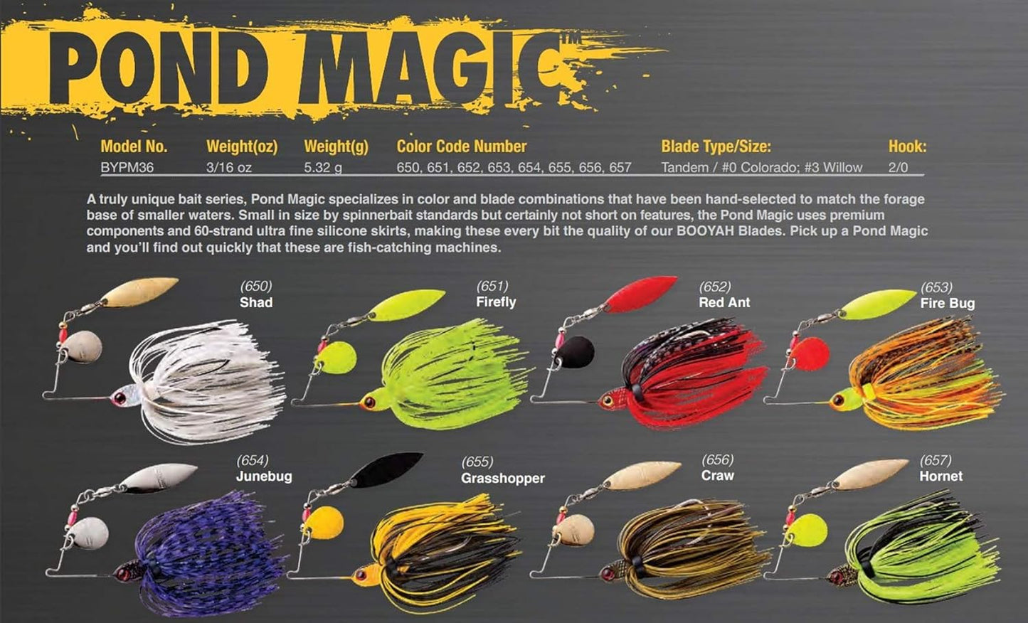 BOOYAH Pond Magic Bass Fishing Lure - Small Water Spinner Bait for Freshwater Angling