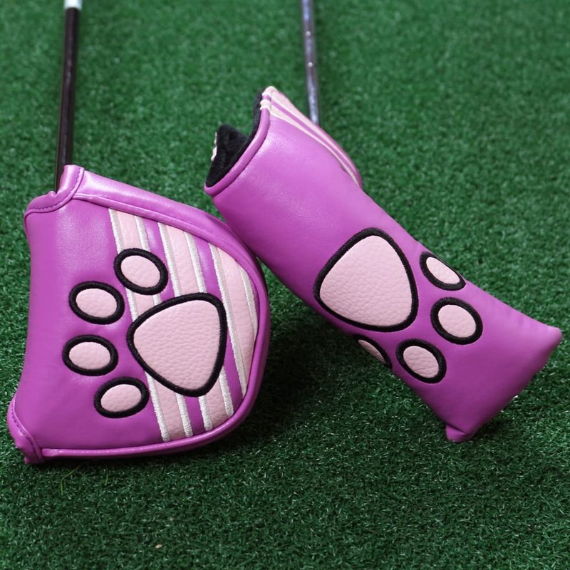 Myartte Cat Paw Golf Club Head Cover Putter Headcover for Blade Mallet or Driver Style Putters Embroidered Paw Pu Leather for Scotty Ping Callaway Odyssey Putters