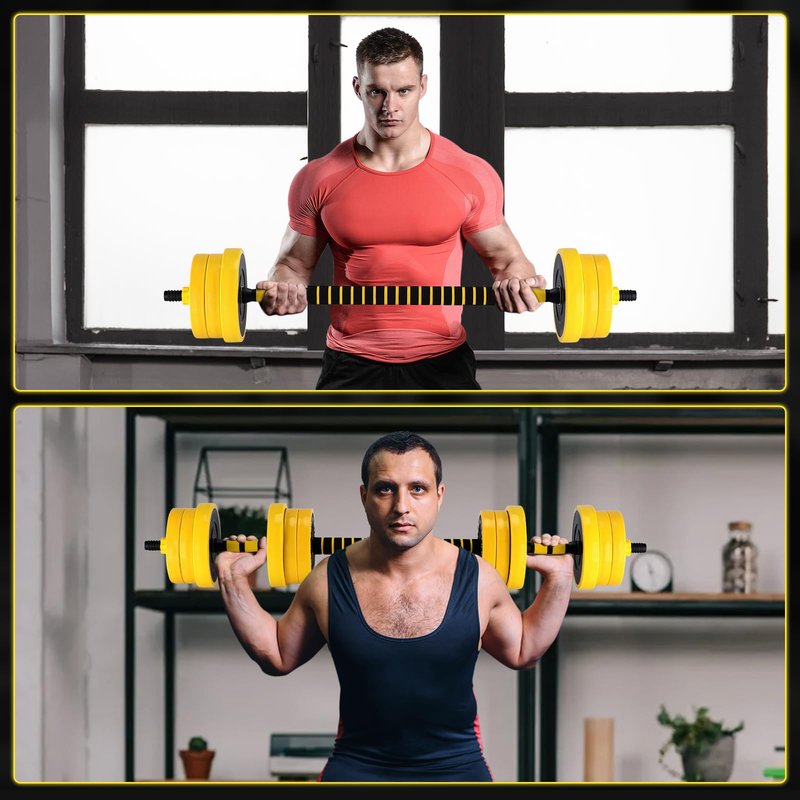 GarveeLife Adjustable Dumbbell Weight Set, Dumbbell Weights with Pe Coating and Comfortable Handle for Home Gym, 44 Lbs, Yellow