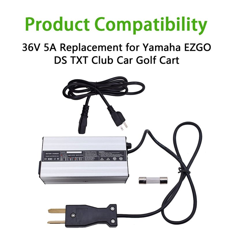 ALL-CARB 36V 5A Battery Charger Crows Foot Plug Replacement for Yamaha EZGO DS TXT Club Car Golf Cart