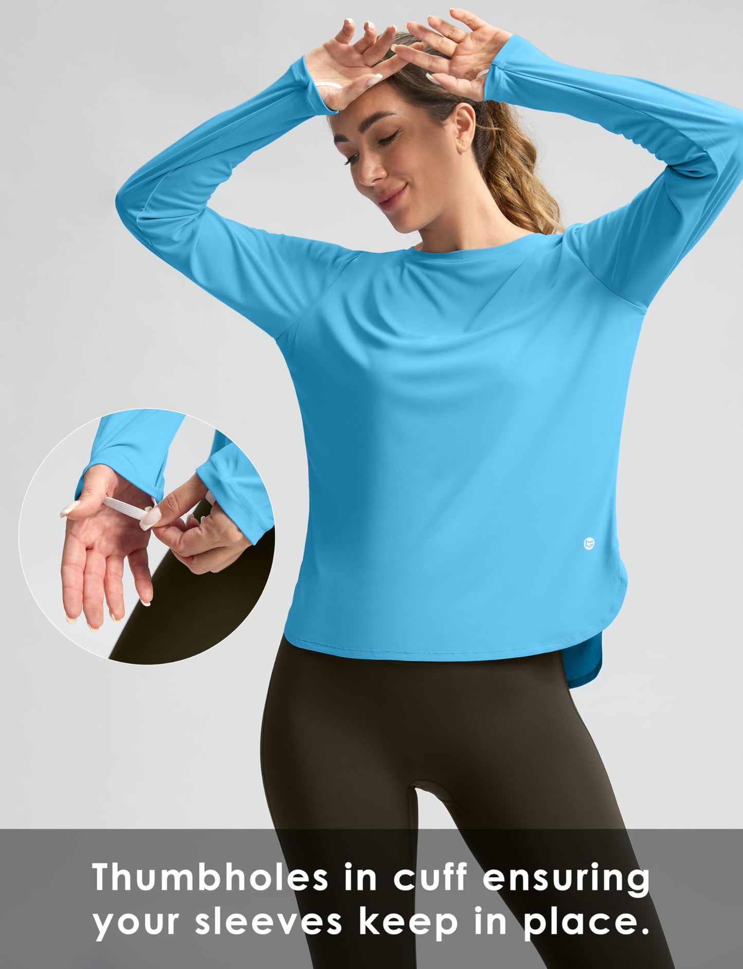 Women's Sun Shirts UPF 50+ Long Sleeve UV Protection Shirt Lightweight Quick Dry Workout Hiking Tops for Women(Sky Blue,M)