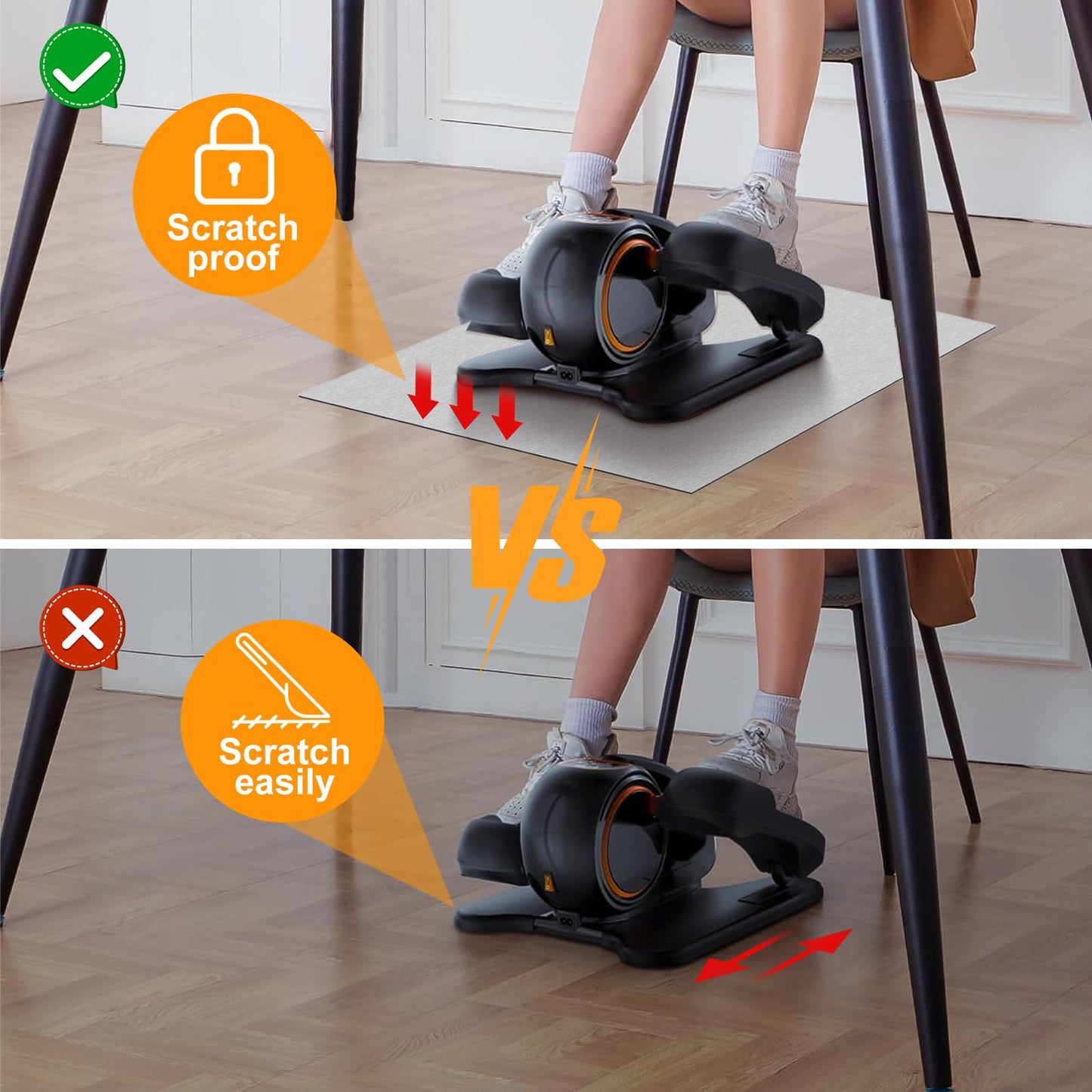 Wiojtry Double Non-Slip Workout Mat for Ellipse Leg Exerciser, Ellipse Machine Mat, Exercise Mat for Under Desk Ellipticals, Suitable for Electric Seated Foot Pedal Exerciser