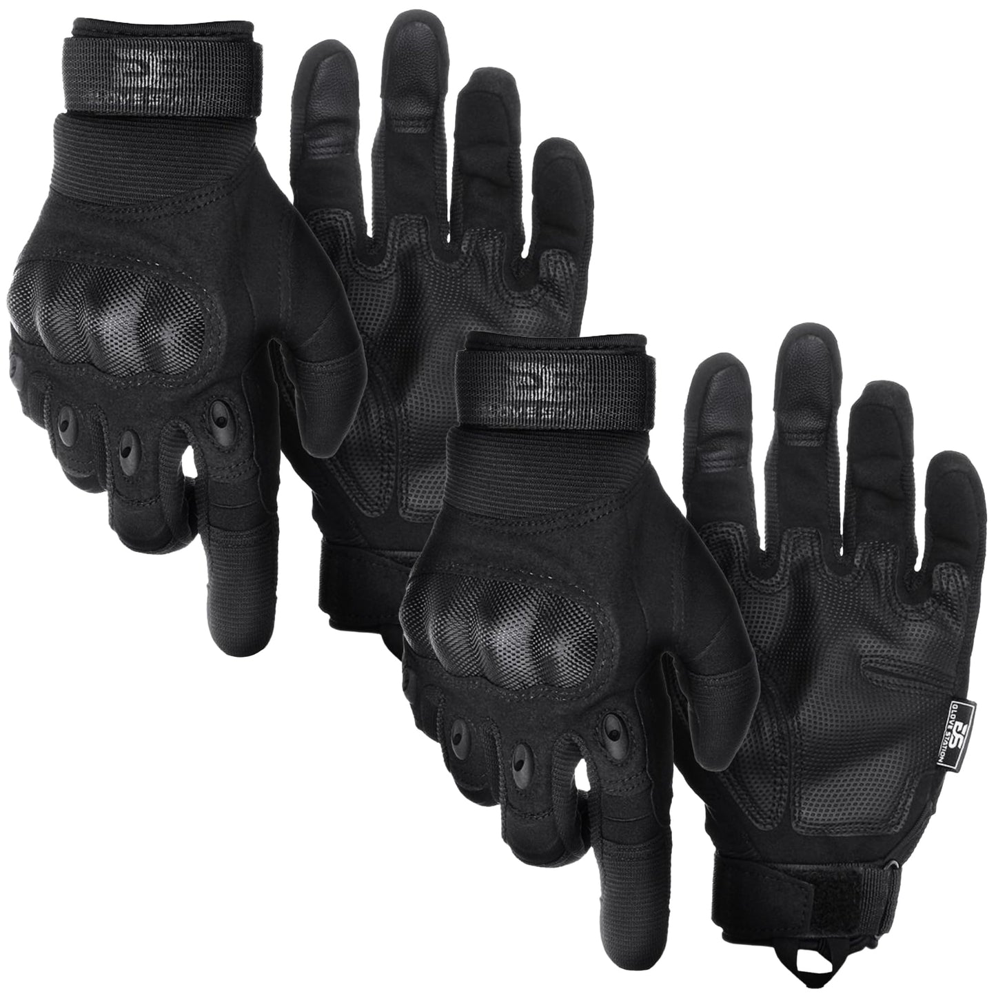 Glove Station Gloves for Men – Touchscreen Utility Gear with Hard Knuckle Protection Used in Motorcycle, Airsoft, & Outdoor Work Black - 2 Pack Large