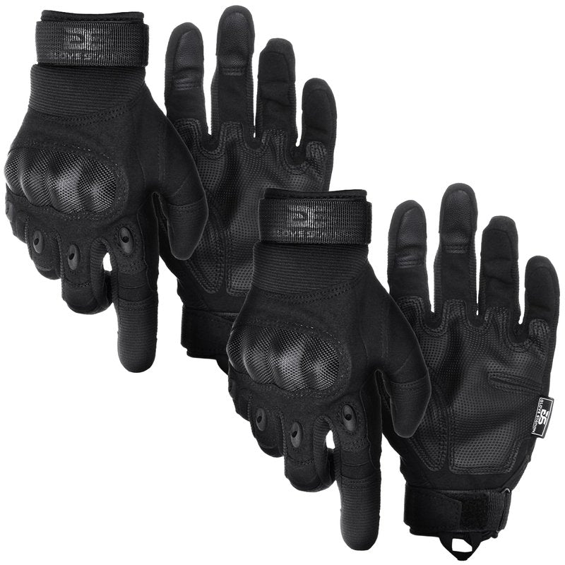 Glove Station Gloves for Men – Touchscreen Utility Gear with Hard Knuckle Protection Used in Motorcycle, Airsoft, & Outdoor Work Black - 2 Pack Large