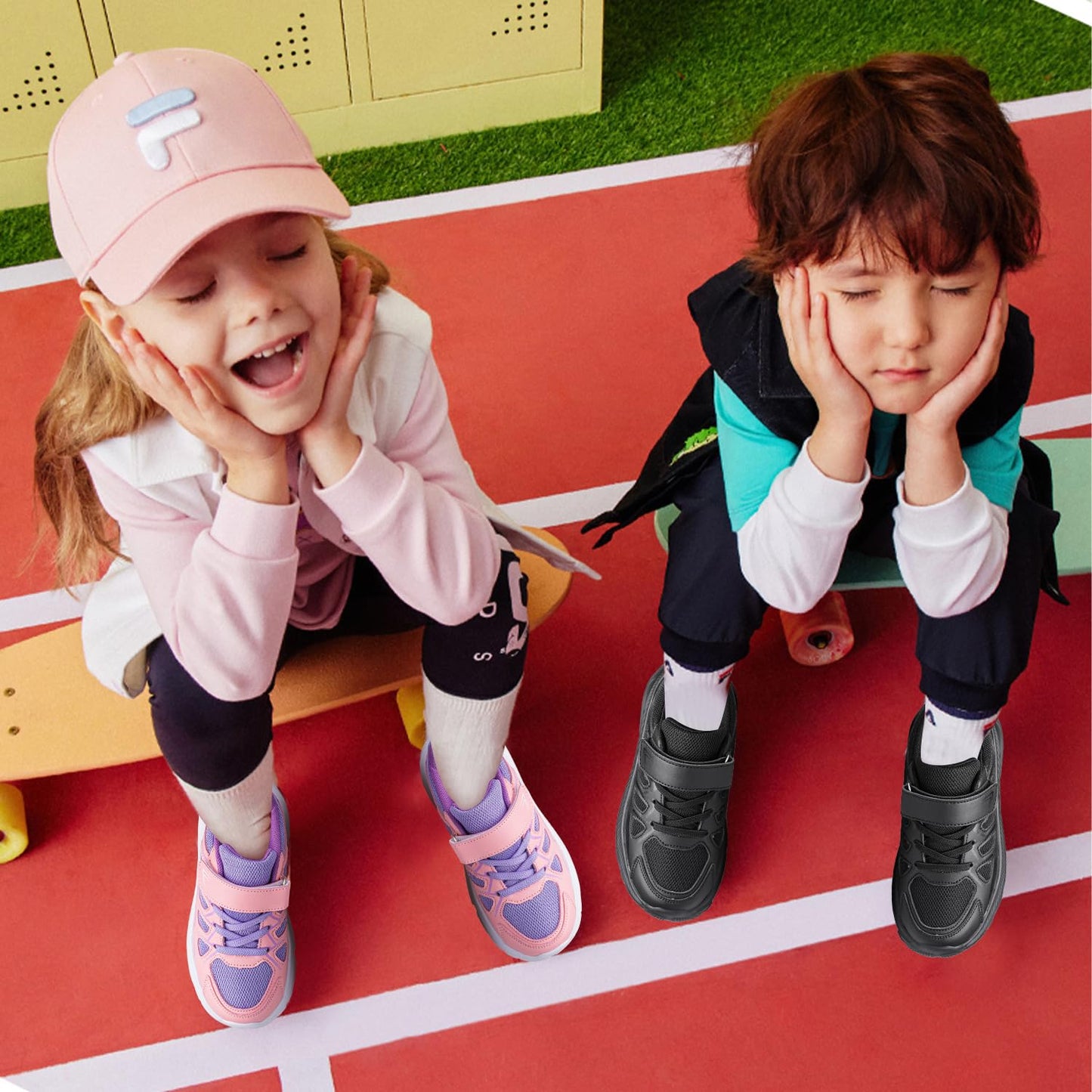 BQQ Boys Girls Sneakers Toddlers Kids Running Shoes Tennis Athletic Sport Gym Shoes Lightweight Breathable Grey Little Kid Size 1
