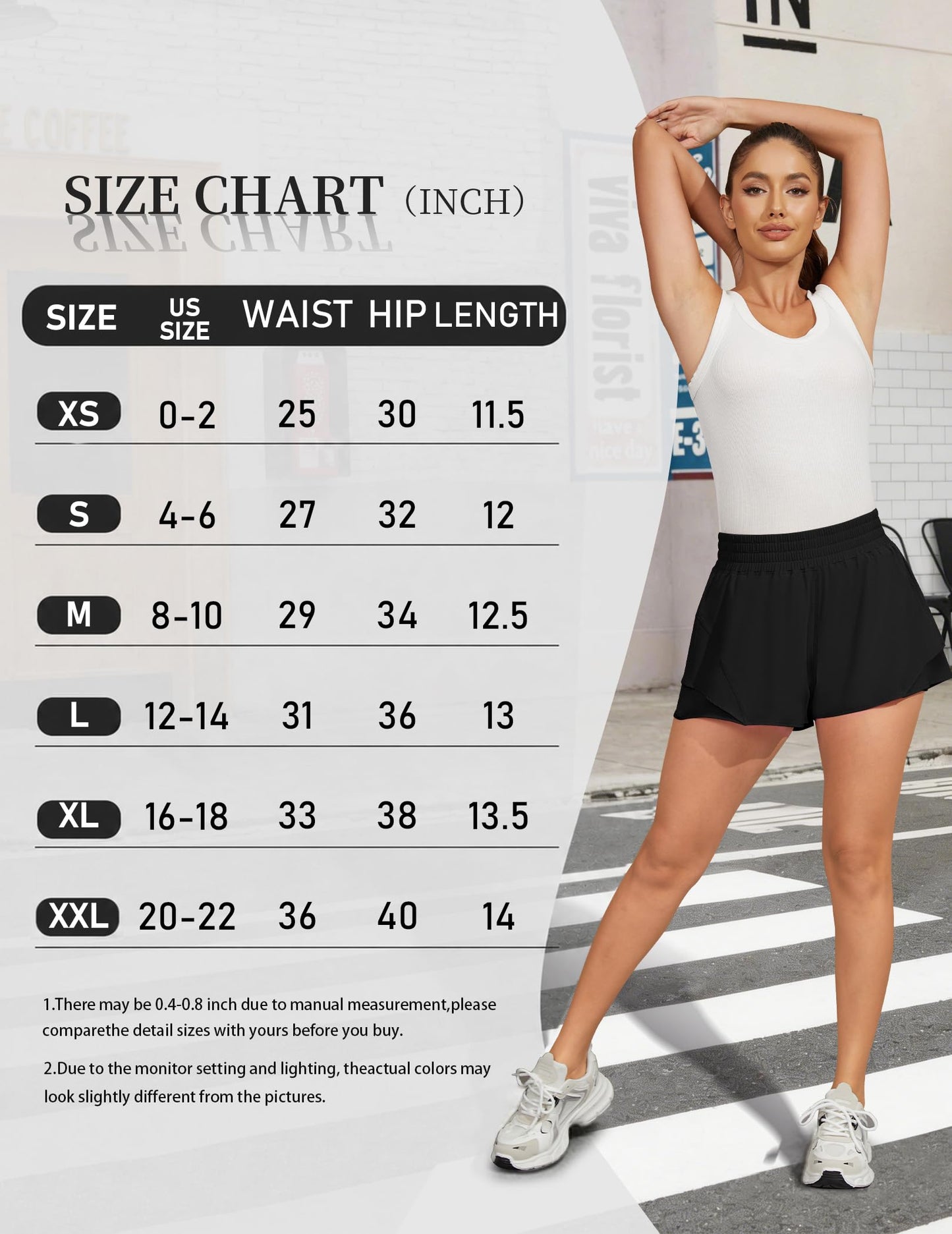 FireSwan Running Shorts for Women 2 in 1 High Waisted Quick Dry Butterfly Flowy Athletic Gym Yoga with Pockets Black Medium