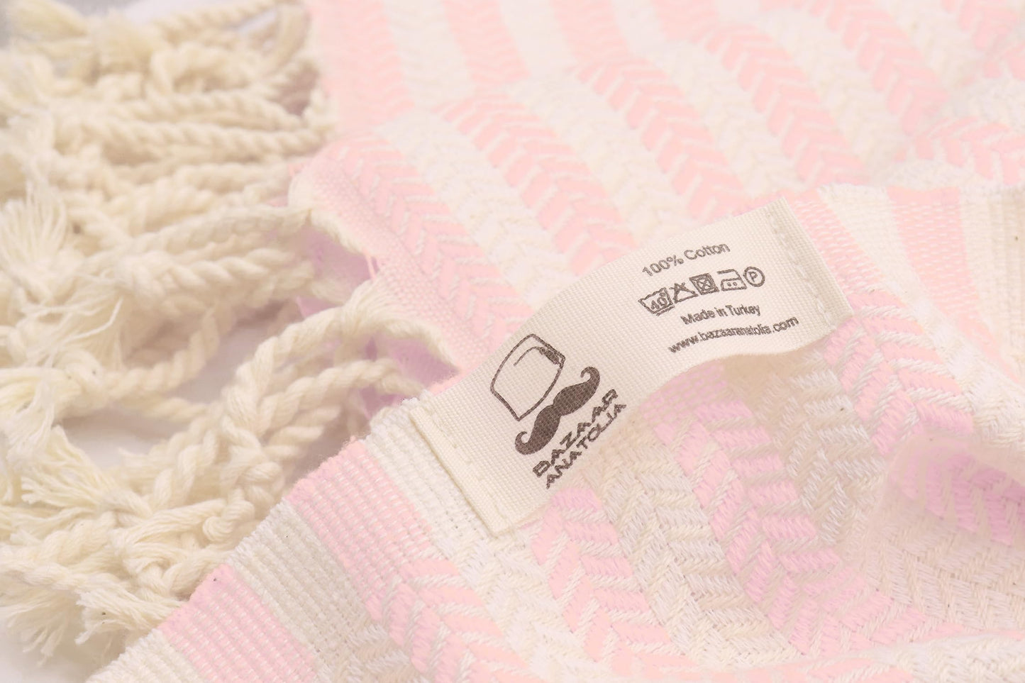 Bazaar Anatolia Turkish Beach Towel, 100% Cotton, 71x39 in, Arpa Pink