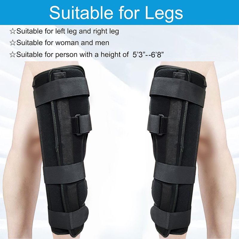 3-Panel Knee Immobilizer Full Leg Support Brace 21" Length Aluminum alloy Straight Knee Splint - for Knee Pre-and Postoperative & Injury or Surgery Recovery Applicable height 5‘3”--6’8“(Update Size M )