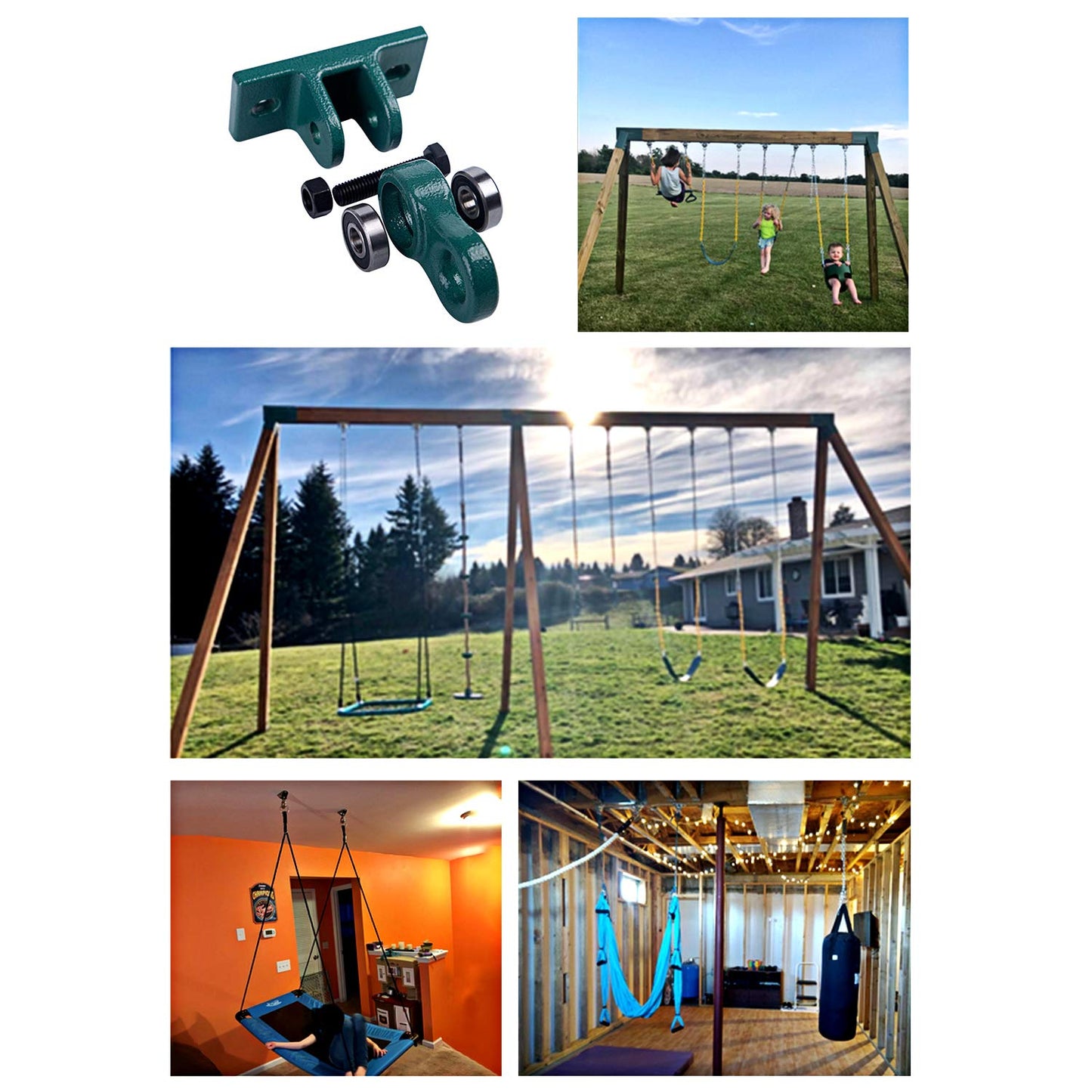 ABUSA Heavy Duty Black Swing Hangers Screws Bolts Included Over 5000 lb Capacity Playground Porch Yoga Seat Trapeze Wooden Sets Indoor Outdoor (4 Pack)
