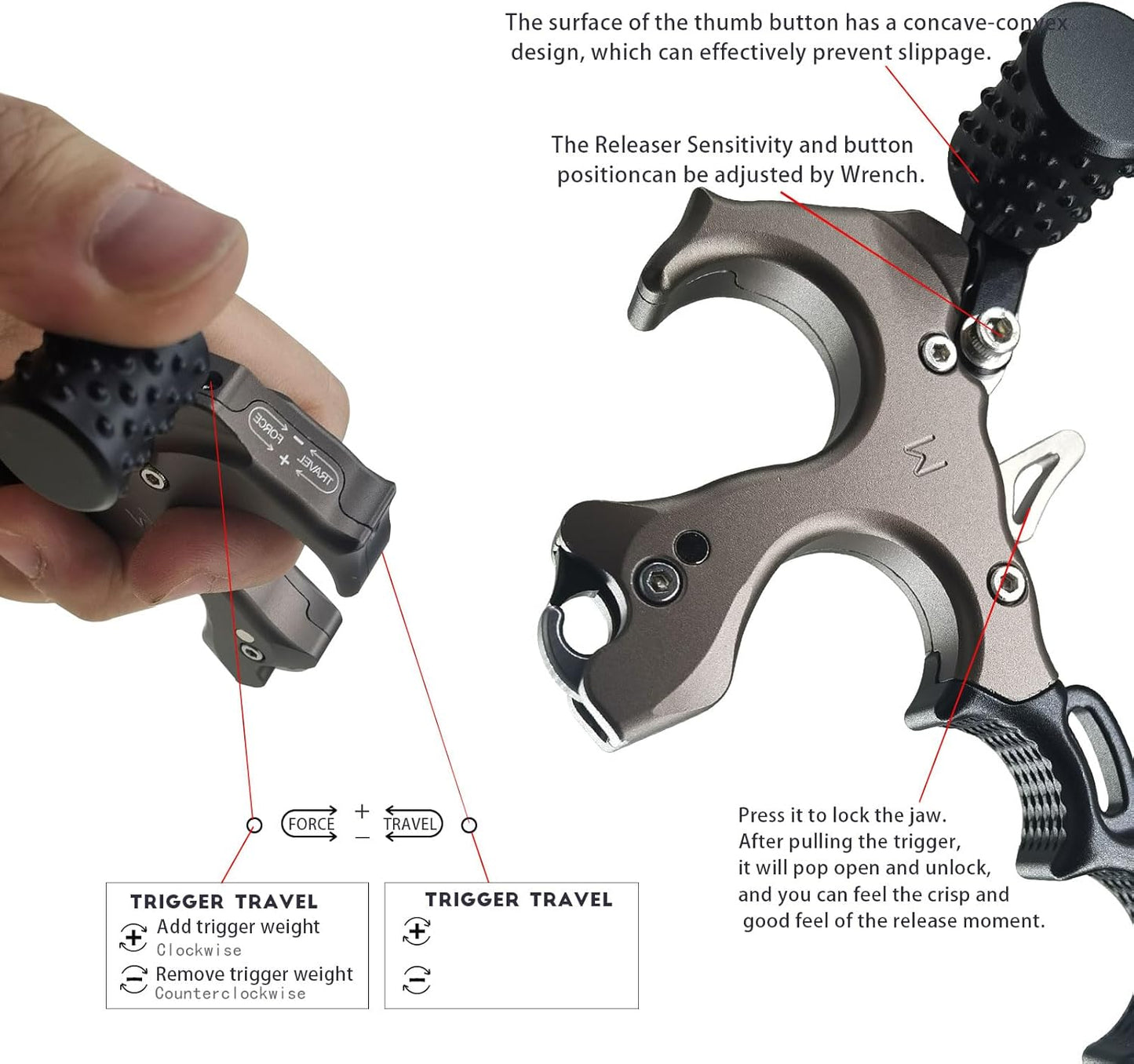 Compound Bow Release Aid - Adjustable Wrist Strap & Non-Slip Design | Aluminum Alloy Archery Tool
