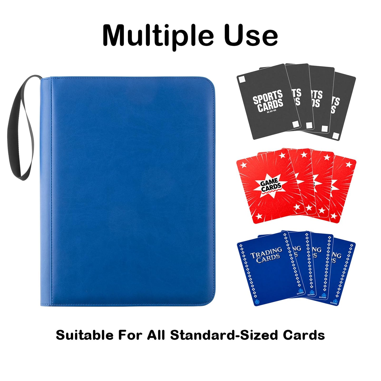 Prilino Ringless Trading Card Binder, 9 Pocket, 432 Storage Capacity, Blue