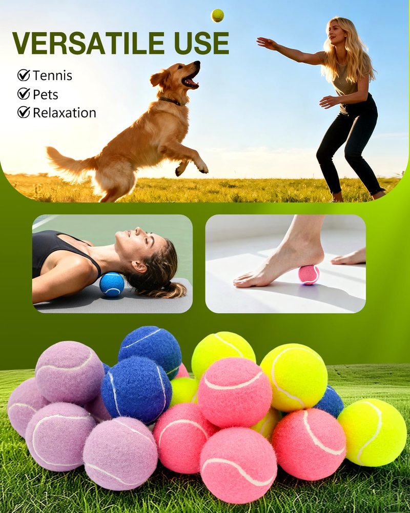 GOLDNITE Tennis Balls for Training and Dogs,Yellow 20 Pack Practice Tennis Ball with Mesh Bag for Transport and Beginner Exercise High Elasticity Durable Pet Playing Tennis Ball Set