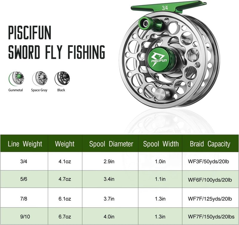 Piscifun Fly Fishing Reel - CNC-Machined Aluminum Alloy Design for Durability | Lightweight & Smooth Performance