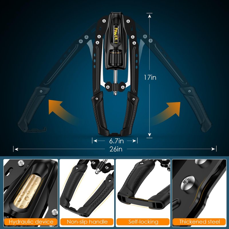 FIAMEARMOR Twister Arm Exerciser - 22-440LBs Adjustable Resistance for Home Gym, Full Body Muscle Trainer for Chest, Shoulder & Arm Strength Building, Portable & Foldable (Black)
