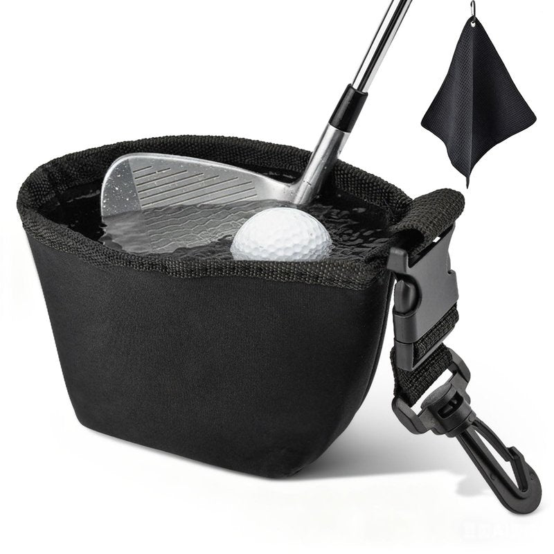 Yuanfenron Golf Club and Golf Ball Cleaning Bag - Cleans Club Grooves, Portable Waterproof Clean Face Tech, Detachable Clip, Quick Dirt & Grass Removal, for Golfers