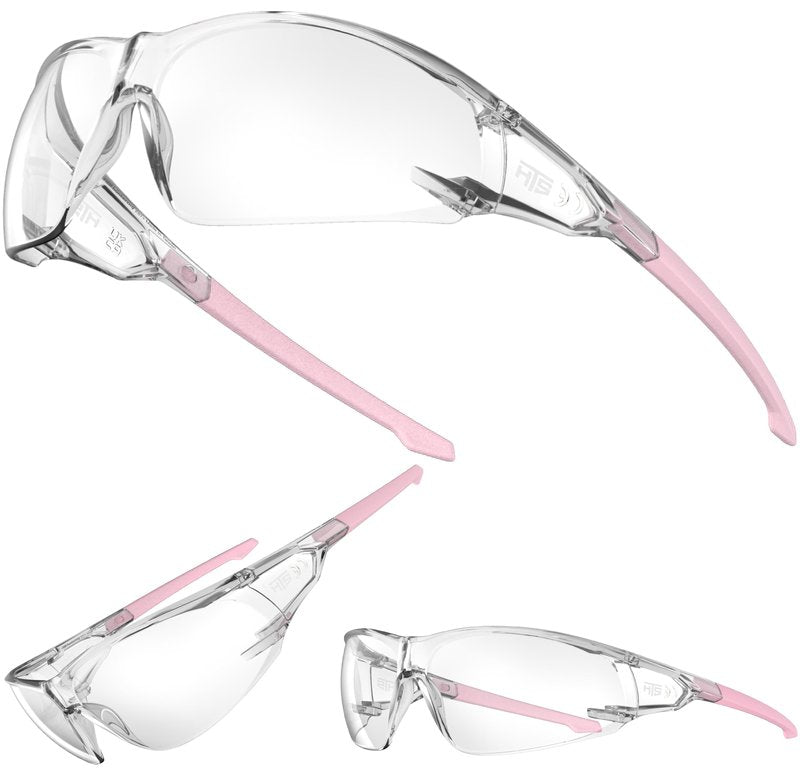 HTS HUNTERSKY S239 Protective Clear pink Small Safety Glasses women youth protecting eyes from wind dust proof night bike riding cycling running lab chemistry goggles