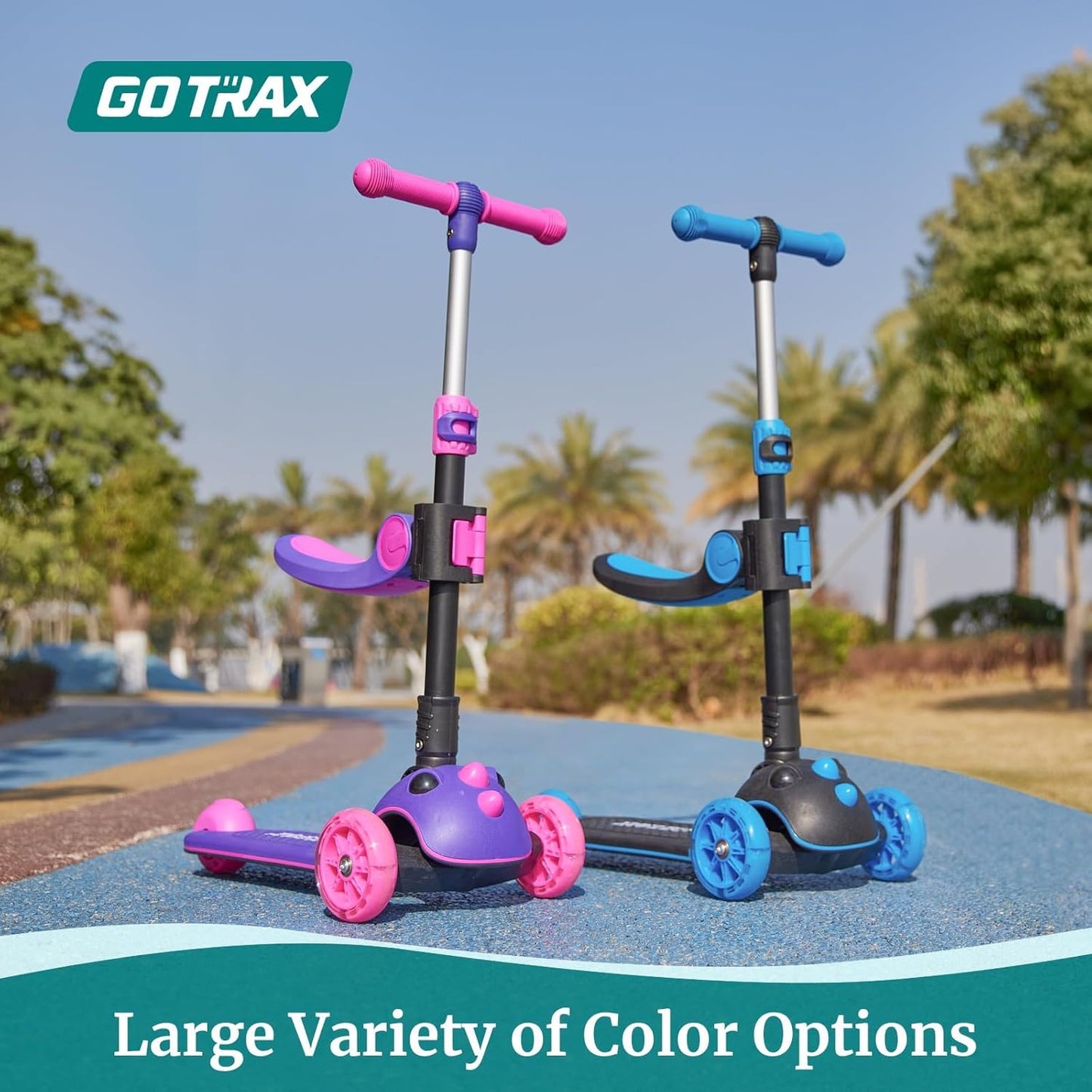 Gotrax KS3 Pro Folding Kick Scooter for Kids - Removable Seat, Light-Up Wheels & Adjustable Handlebar | Ages 2-8
