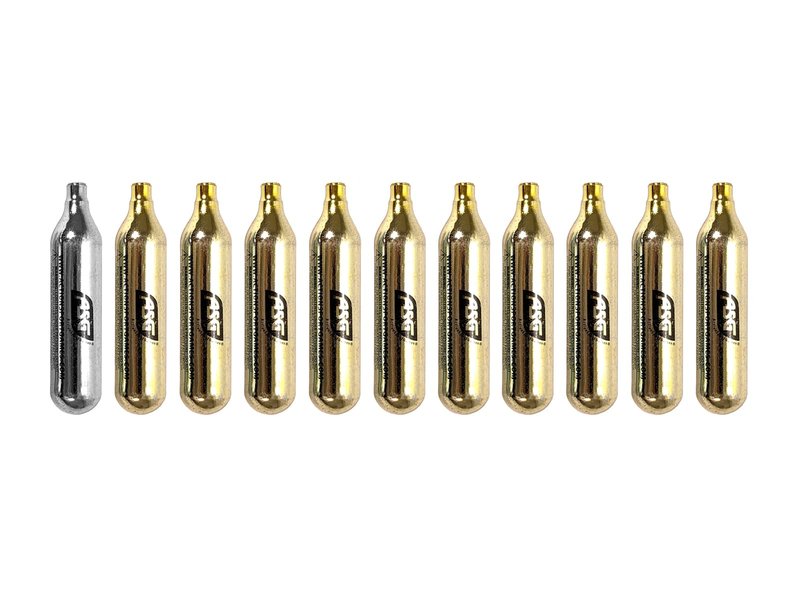 ASG Ultrair 12g CO2 Cartridges | Reliable Power and Precision | CO2 Air Cartridges for BB Pistol, Airsoft Guns, and Airguns, 10 Pack (9 Standard / 1 Lubricated)