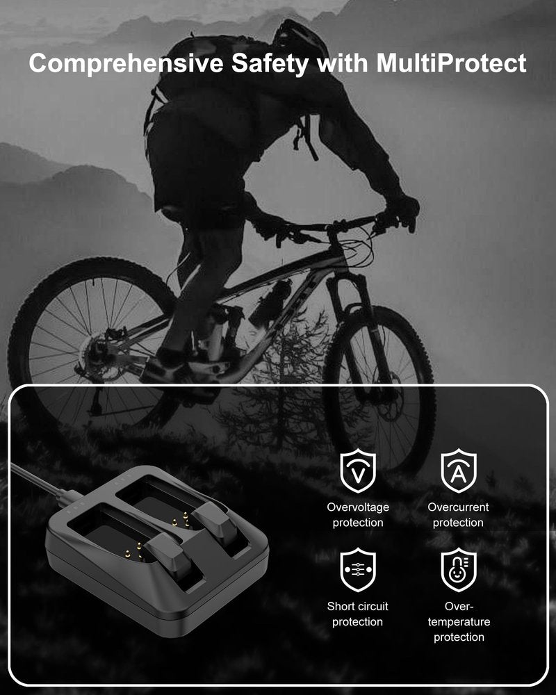 VHBW for Sram AXS Dual Port Charger,Fast Charger for 2 eTap/Eagle Derailleur Batteries - Road Mountain Gravel, with USB-C Cable