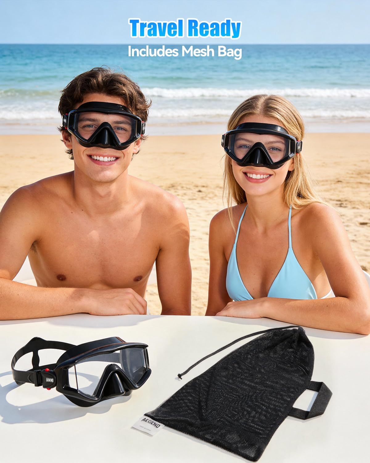 Aegend Swim Goggles - 220° Wide View Anti-Fog Design for Adults & Kids | Includes Mesh Bag for Pool & Beach Swimming
