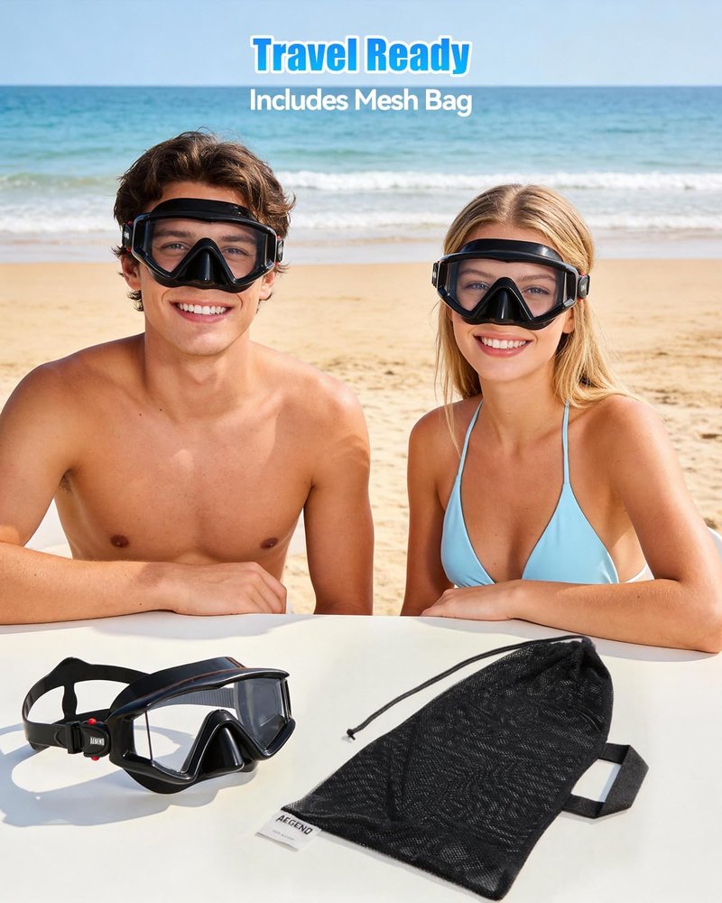 Aegend Swim Goggles - 220° Wide View Anti-Fog Design for Adults & Kids | Includes Mesh Bag for Pool & Beach Swimming