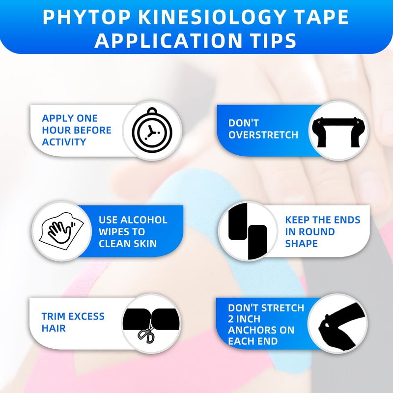 PHYTOP K Tape 12 Roll Pack Athletic Tape - Waterproof Precut Kinesiology Tape (10" Strips) for Knees Shoulders Ankles Elbows, Latex Free Breathable kinesiotape for Sports & Recovery (Mixed Colors)